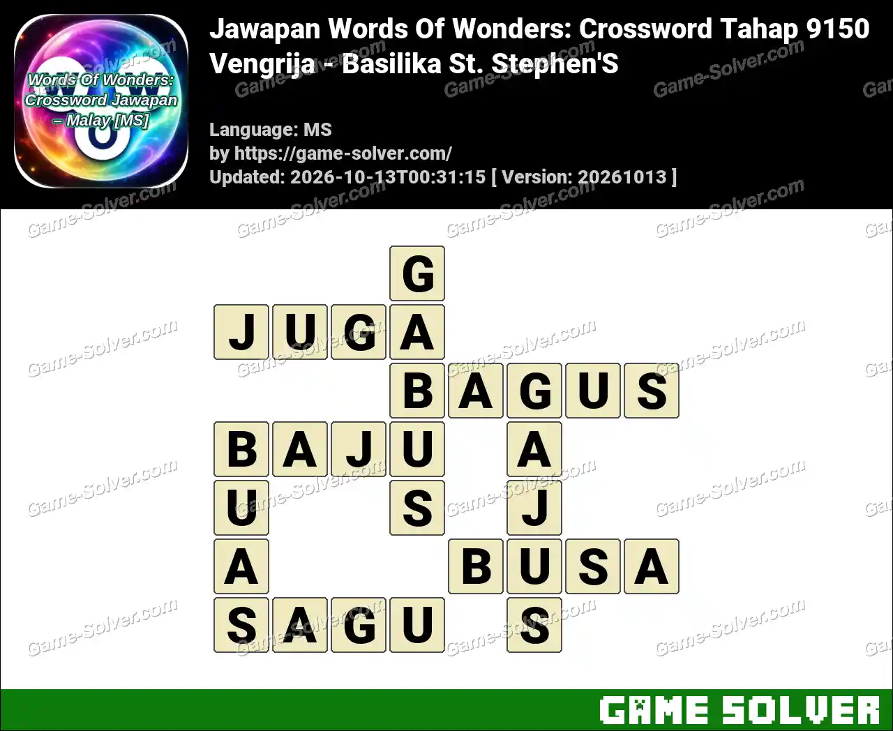 Jawapan Words Of Wonders: Crossword Tahap 9150 – Vengrija – Basilika St. Stephen’S